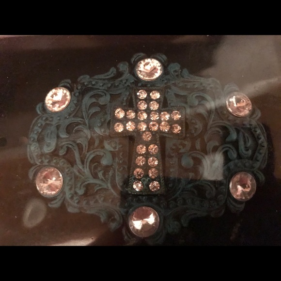 NOCONA Belt Co. Buckle in box Turquoise & Rhinestone NWT - Picture 12 of 13